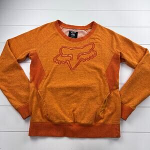 Fox Racing Women's Orange Crewneck Sweatshirt Shirt Size Medium Front Pocket